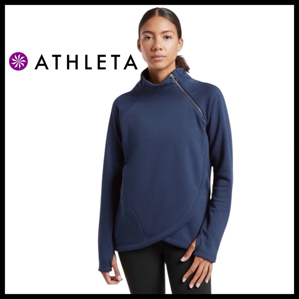 Athleta Cozy Karma Asym Pullover – Navy Blue - Picture 1 of 14